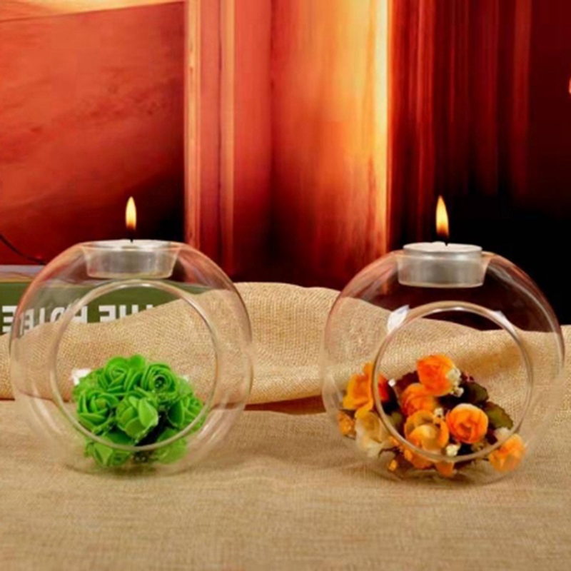 Bình thủy tinh chịu nhiệt đỡ nến trang trí nội thất tạo không gian lãng mạn