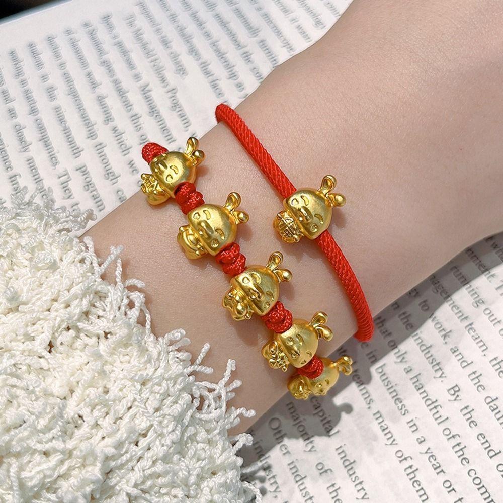 Vòng Tay Thỏ Cung Hoàng Đạo Handmade Có Thể Điều Chỉnh Làm Quà Tặng Năm Mới|Vòng Đeo Tay Xâu Hạt May Mắn