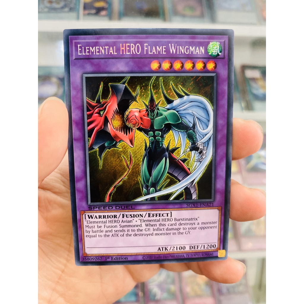 Thẻ Bài YugiOh! Mã SGX1-ENA21 - Elemental HERO Flame Wingman - Secret Rare - 1st Edition
