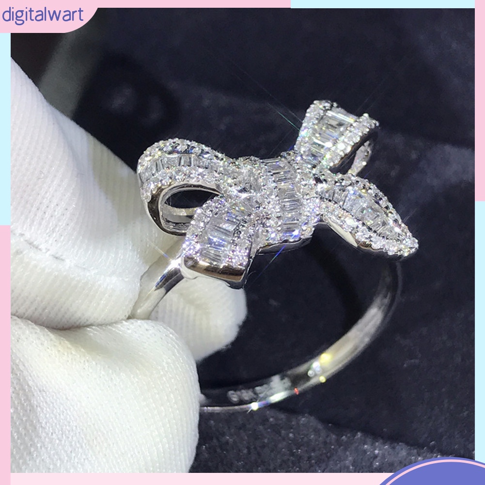 Nhẫn đính đá hình nơ xinh xắn dành cho nữ