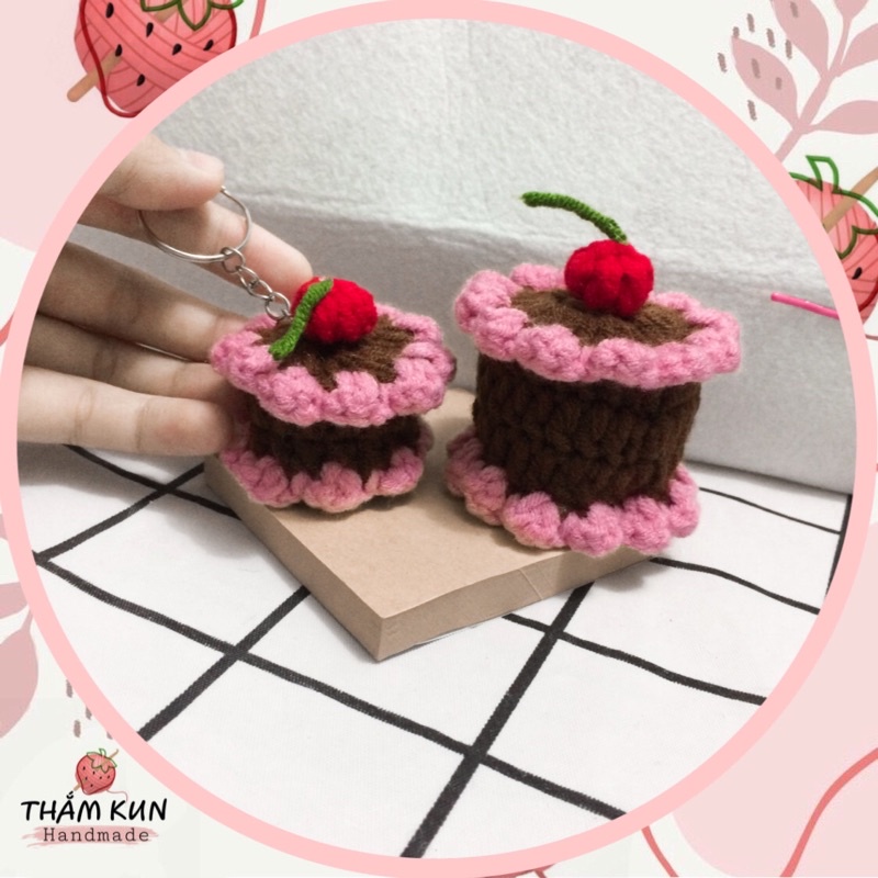 Bánh kem quả cherry handmade 🍒🍒 đan len, móc len tự làm