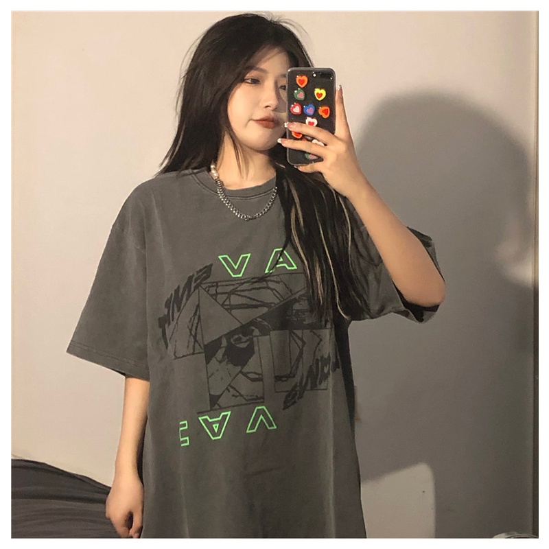 Áo thun ZHELIHANGFEI oversize chất liệu cotton cao cấp in họa tiết cho nữ