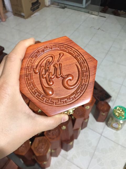 Hộp đựng chè , ca fe ,trang sức gỗ hương chữ phúc - Đồ dùng gia đình