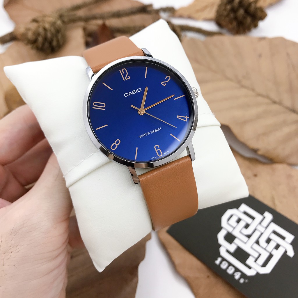 Đồng hồ nam Casio MTP-VT01 / MTP-VT01L-2B2 dây da, size 40mm, chống nước, hàng chính hãng