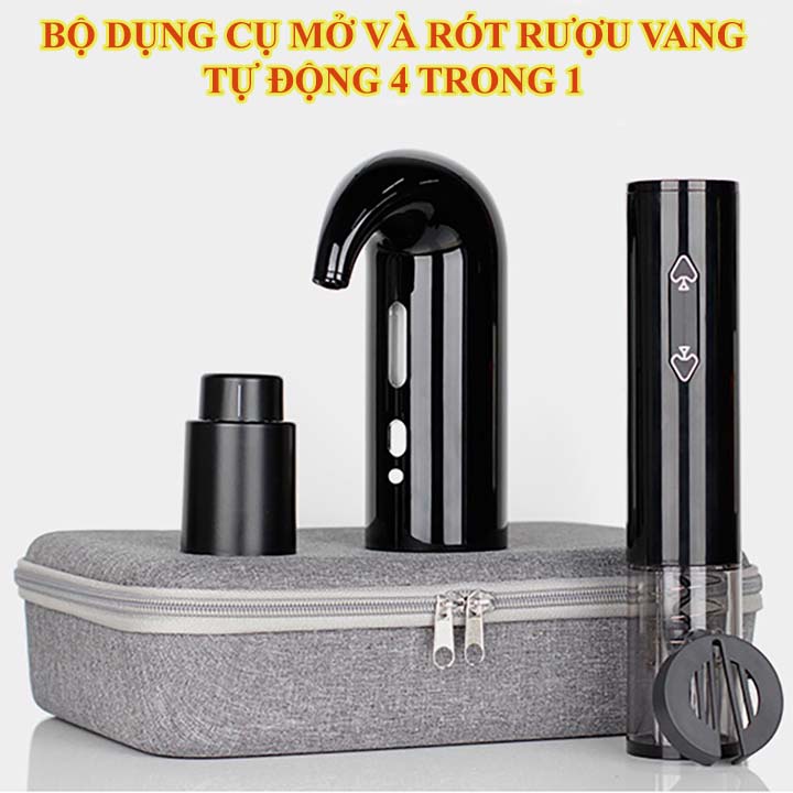 Bộ Mở Rượu Và Rót Rượu Vang Tự Động, Khui Rượu Nhanh Chóng, Rót Rượu Chuyên Nghiệp