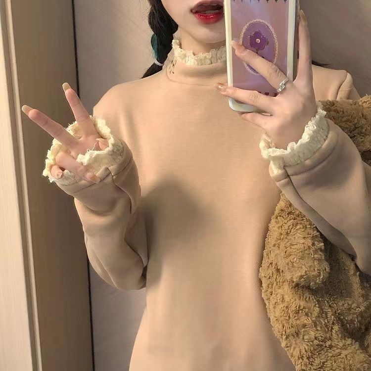 Áo nhung tay dài thêu hình thỏ dễ thương cho nữ