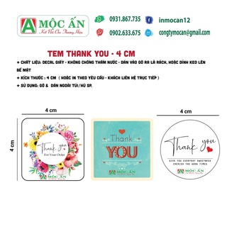 Sỉ 1.000 tem 4 cm - thank you - được chọn nhiều mẫu
