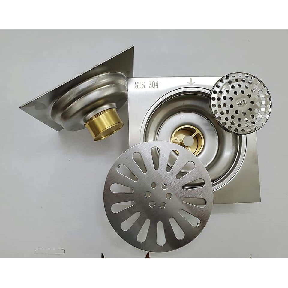 Hố ga, Phễu thoát sàn inox SUS 304 tự động 15x15cm chống trào ngược,chống hôi