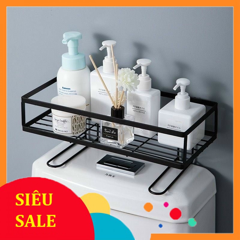 KỆ SẮT ĐEN ĐỂ ĐỒ TRÊN BÌNH NƯỚC BỒN CẦU MÀU ĐEN SANG TRỌNG [ GIÁ TỐT ]