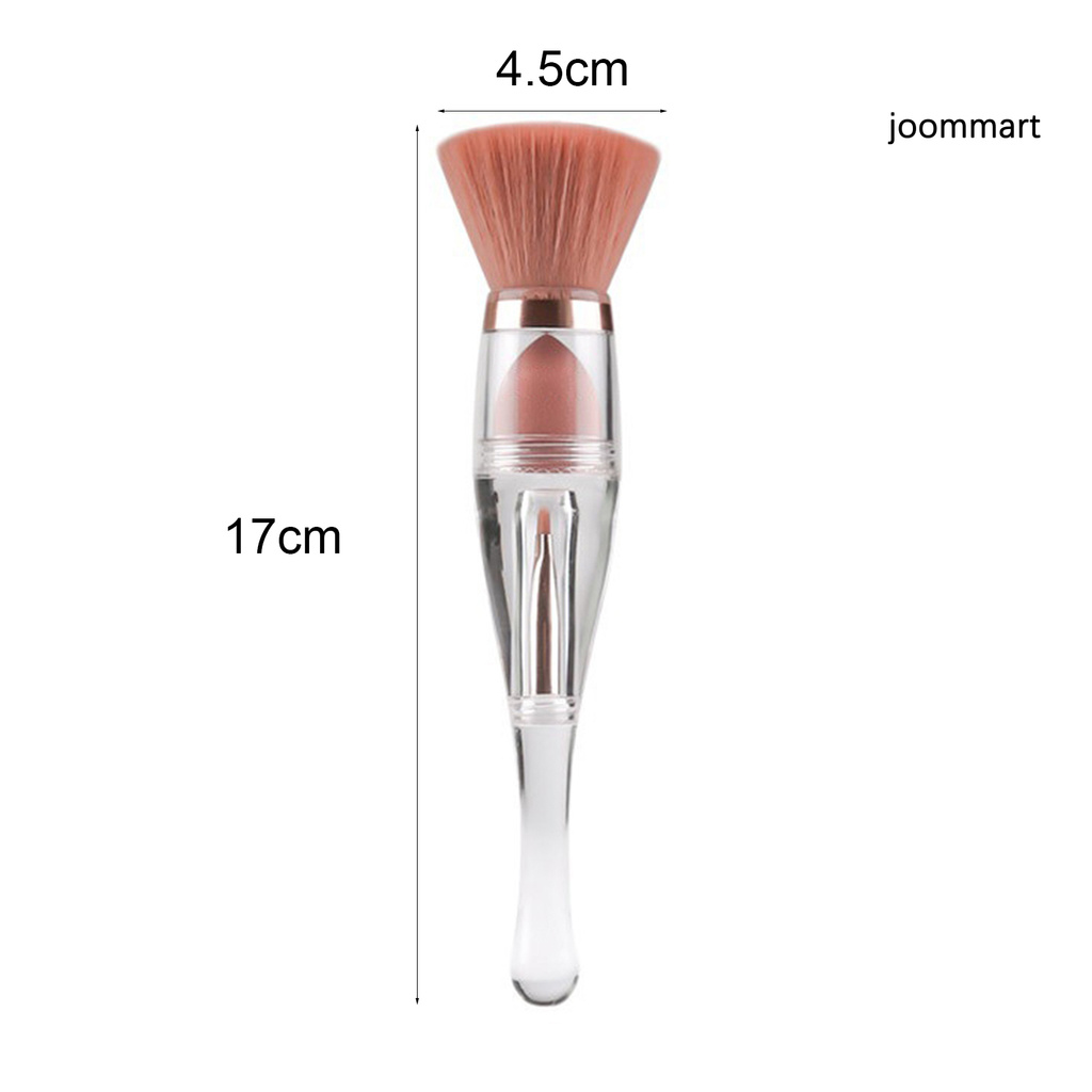 【JM】Contour Brush Ergonomic Transparent Dust-proof 3 in 1 Foundation Brush for Dressing Room