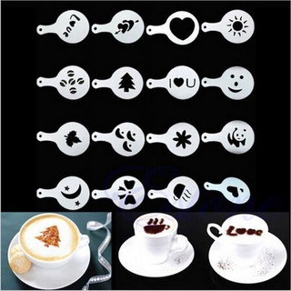 Set 16 khuôn tạo hình trang trí cà phê Capuchino