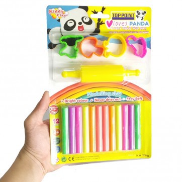 Đất nặn Kiddy Clay 12 màu 200g + 4 khuôn + cây lăn ST-200-12+4SM/R