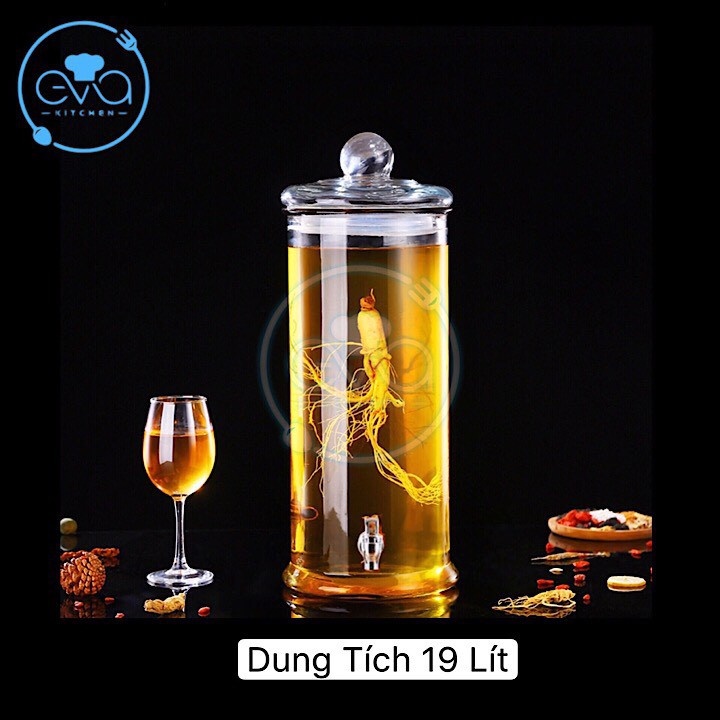 Bình Ngâm Thủy Tinh 19 Lít Có Van Dáng Trụ Thân Trơn – TT19LV