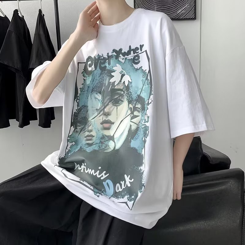 Áo Thun Tay Ngắn Dáng Rộng In Họa Tiết Hoạt Hình Phong Cách Hip Hop Nhật Bản Thời Trang Cho Nam Và Nữ size M-8XL