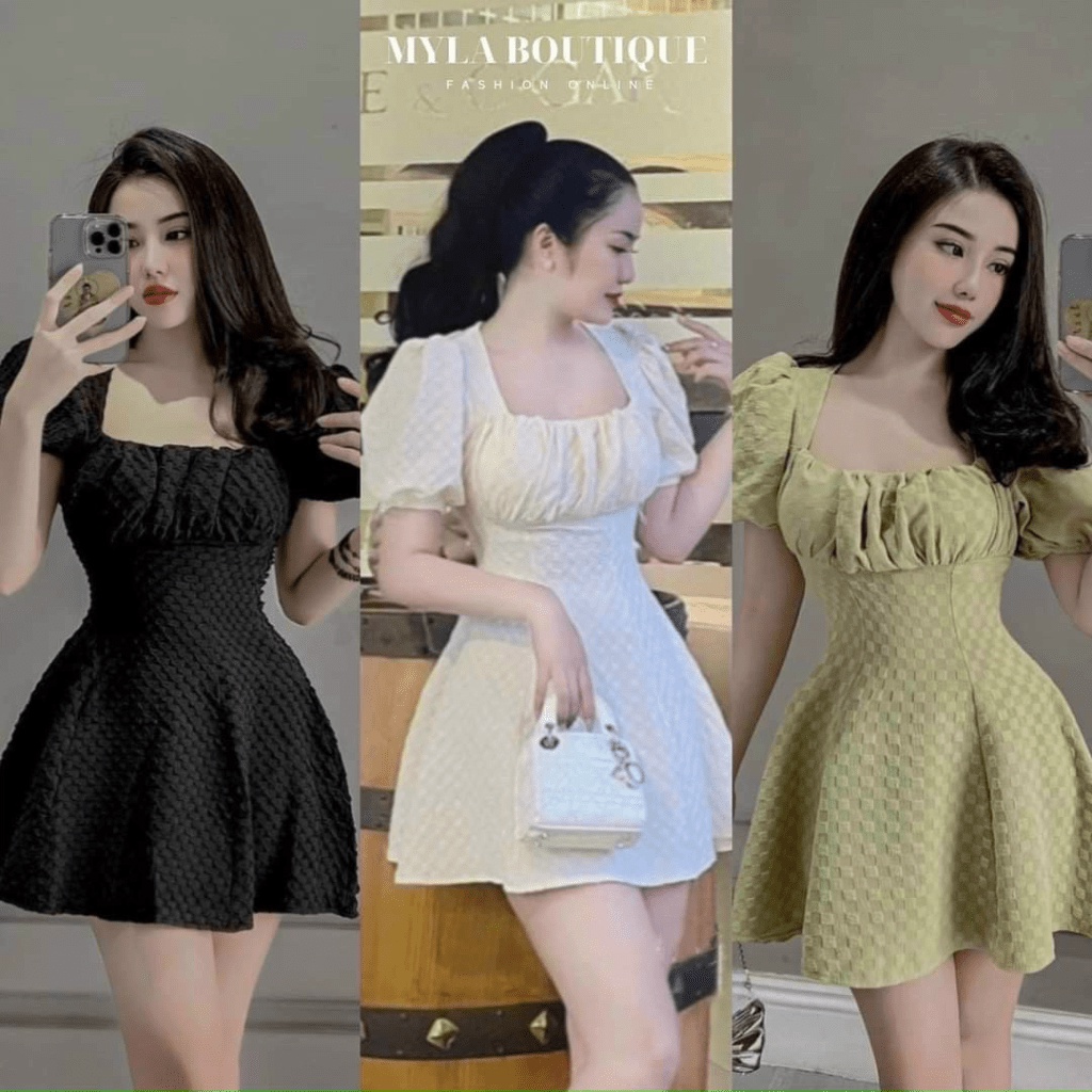 (HCM)Đầm Thun Xốp Dáng Xòe Tiểu Thư Cách Điệu Thời Trang Thiết Kế Sang Trọng Cho Các Nàng KME FASHION