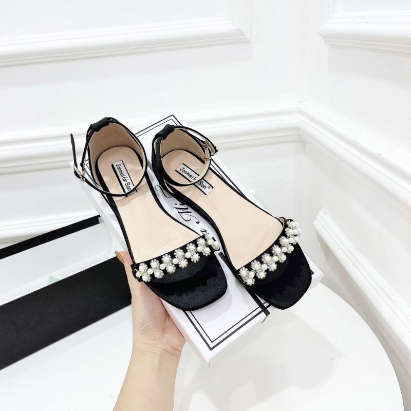Lm(ẢNH THẬT) Sandal Lụa Quai Đá Đế Bằng Mềm Êm Fullbox Cao Cấp
