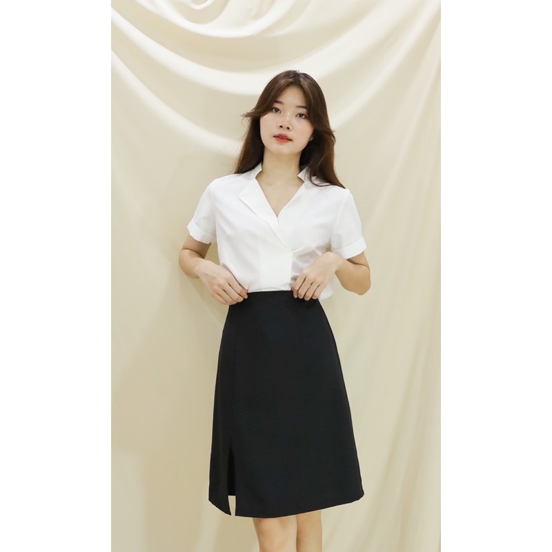 [Hình thật tự chụp] Áo cổ đắp tay ngắn Meow Boutique