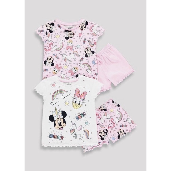 Set 2 bộ short cotton Disney micky bé gái