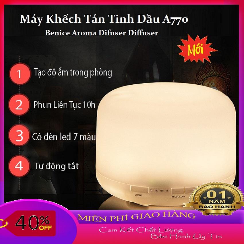 Máy Khuếch Tán Tinh Dầu Benice Aroma Difuser Diffuser A770 - Có Điều Khiển, Đèn Led Đổi Màu Độc Đáo, Giữ Ẩm