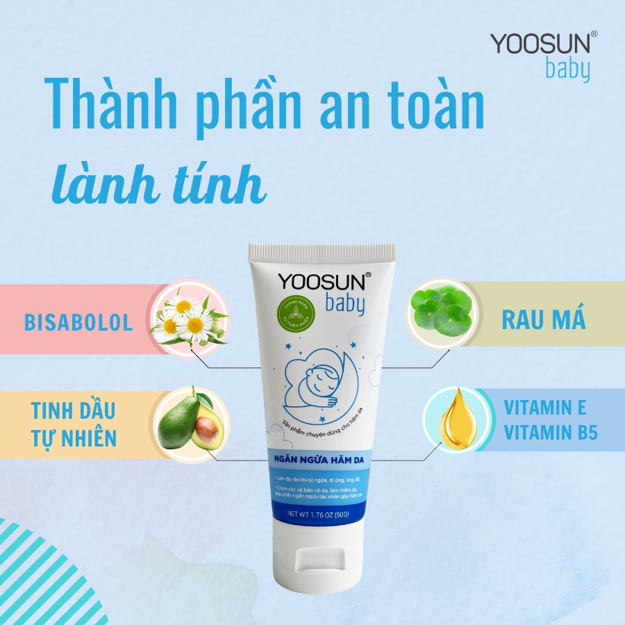 Combo 2 tuýp kem YOOSUN Baby 50gr giúp ngăn ngừa hăm da, dịu mẩn ngứa tặng 1 hộp rơ lưỡi em bé trị giá 15k