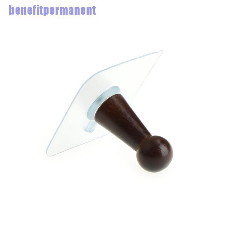 Benefitpermanent✹★ Móc Gỗ Treo Khăn Gắn Tường Tự Dính Không Cần Khoan