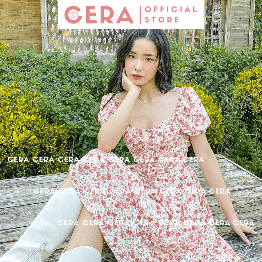 Đầm hoa nhí thắt eo dáng corset 🍓 Váy hoa nhí, váy xòe tay bồng nàng thơ 🍓 CERA FASHION