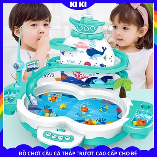 Bộ đồ chơi câu cá tháp trượt cao cấp có nhạc, chơi được với nước cho trẻ em, trẻ con, bé gái, bé trai 2 3 4 5 tuổi