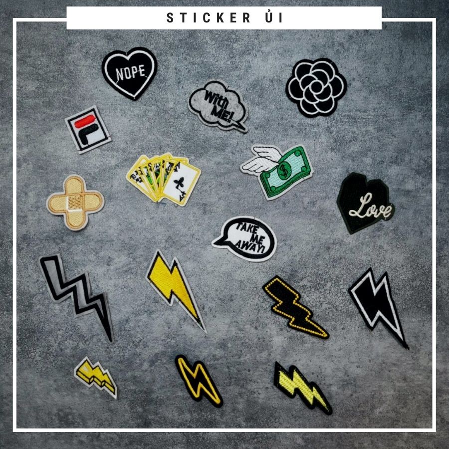 Sticker ủi áo Cao cấp - CÓ SẴN KEO ỦI - sticker vải dùng làm miếng vá áo, phụ kiện trang trí quần áo, balo, giày, nón
