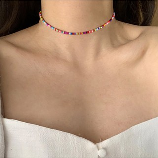 Dây chuyền choker chuỗi hạt nhiều màu sắc thời trang phong cách Boho cho nữ