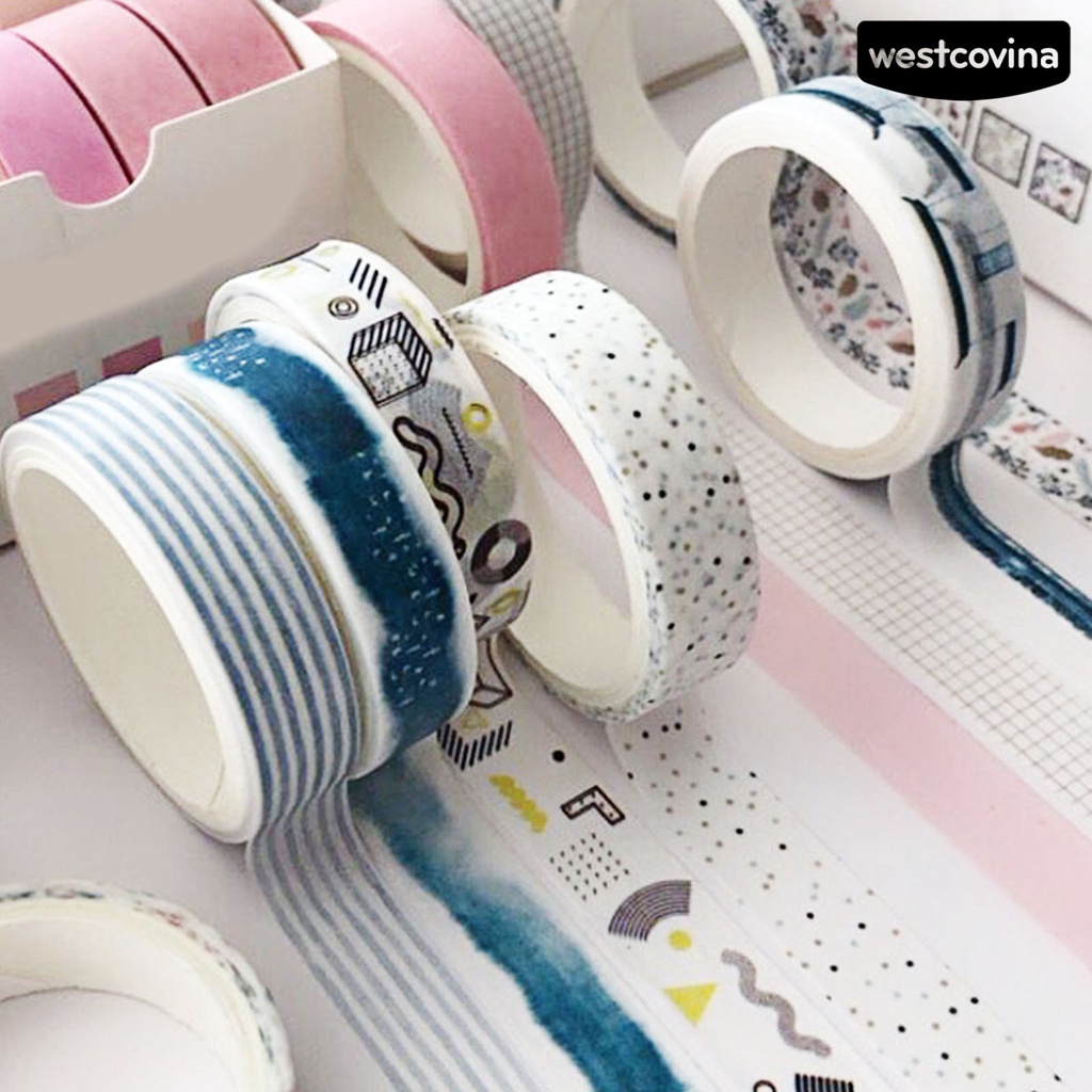 [Hot]✍Set 5 Cuộn Băng Dính Washi Dễ Xé Đa Năng Dùng Trang Trí Kế Hoạch