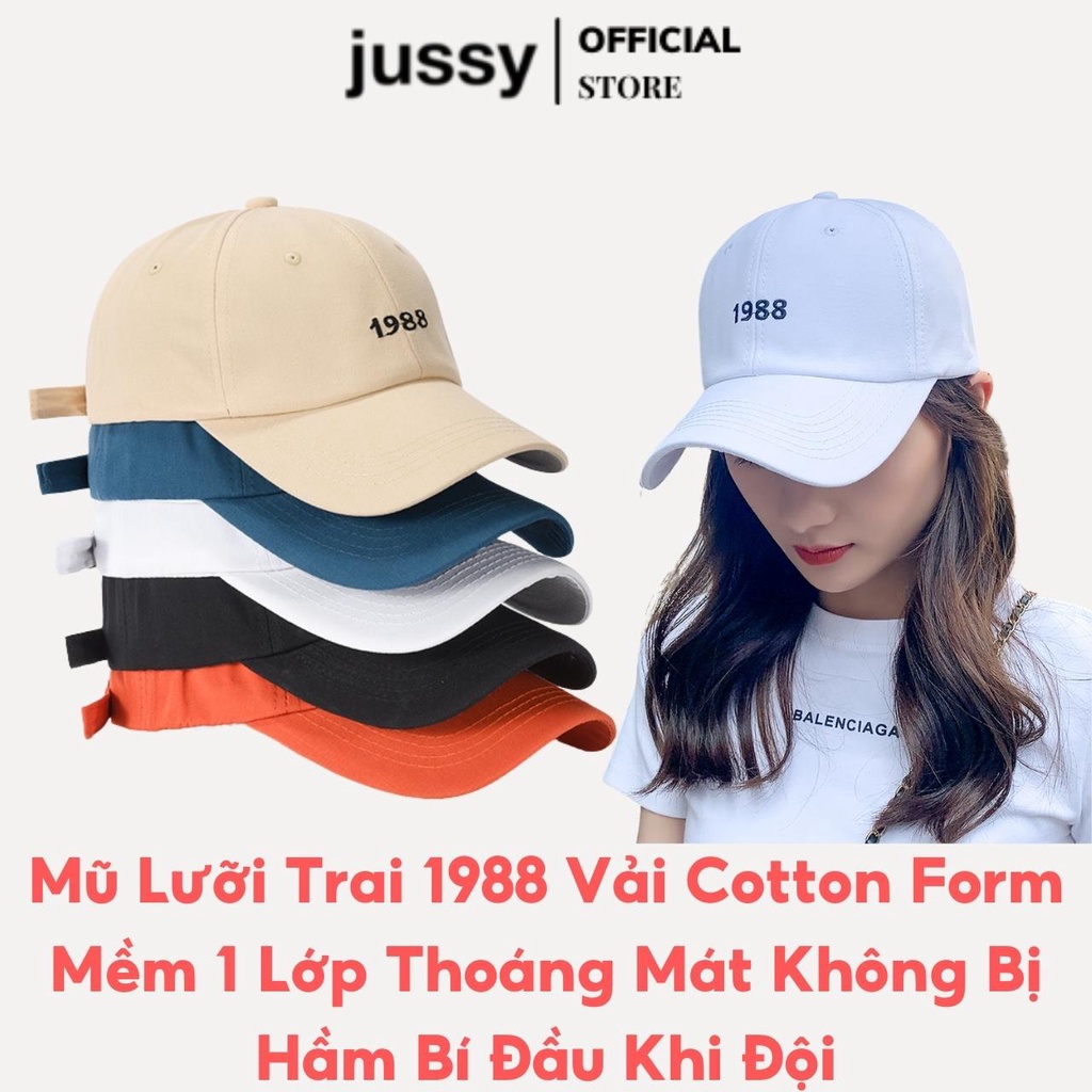Mũ Lưỡi Trai 1988 Jussy Fashion Kiểu Nón Kết Nam Nữ Thời Trang Unisex Chất Vải Cotton Form Mềm 1 Lớp Thoáng Mát