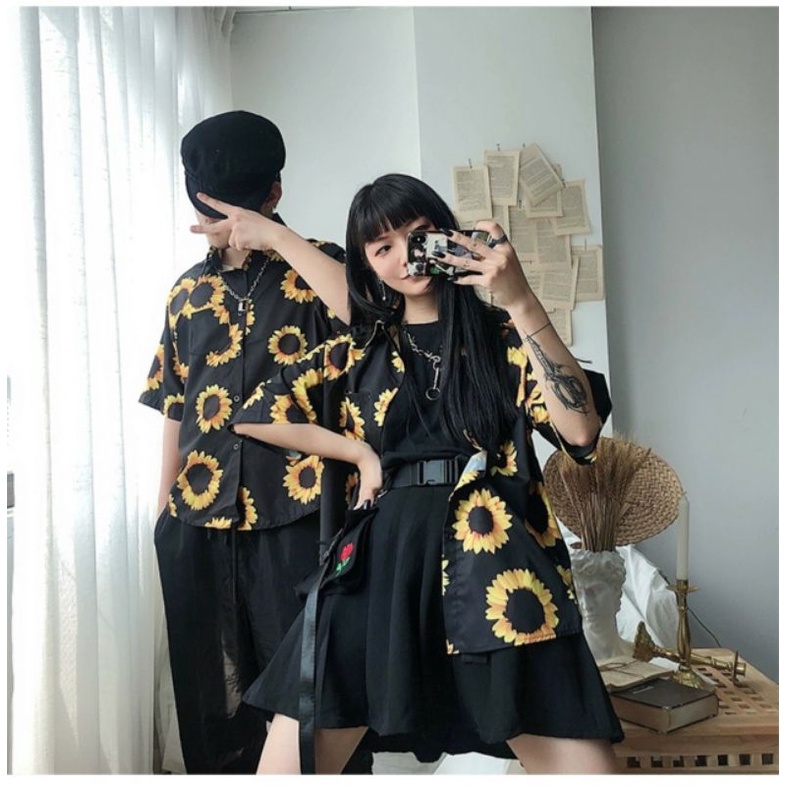 Áo Sơ Mi Tay Ngắn Unisex Cổ Bẻ Phong Cách Hàn Quốc Freesize