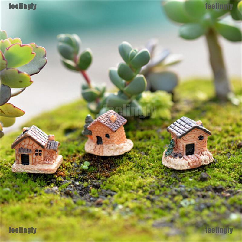 ❤TOP❤ Set 3 mô hình nhà bằng nhựa dùng để trang trí tiểu cảnh sân vườn YO