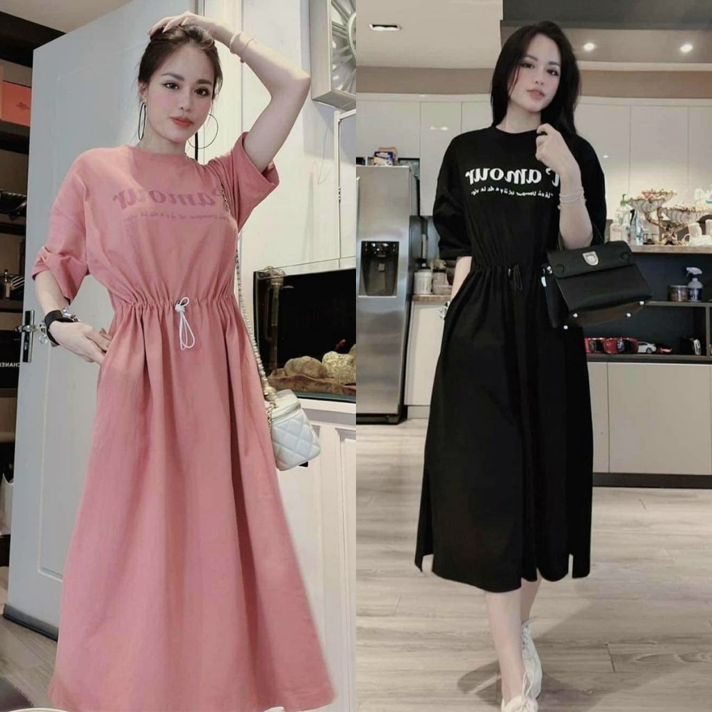 Váy bầu thời trang thiết kế M117 chất Cotton 100% và Đũi voan freesize từ 45 đến 70kg