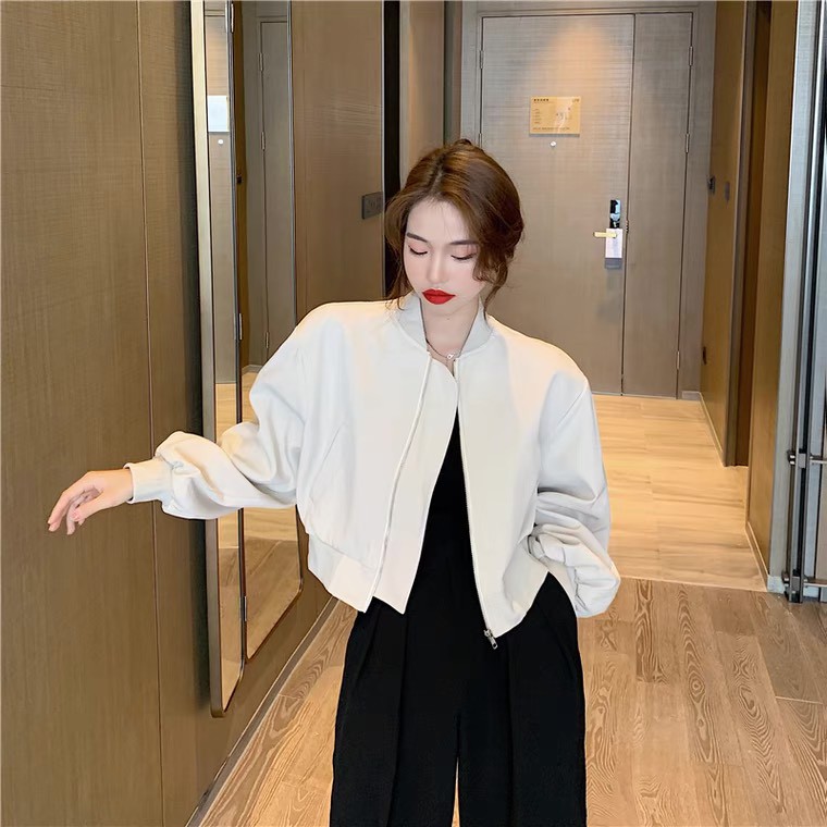 Áo khoác gió nữ 2 lớp Form rộng Croptop
