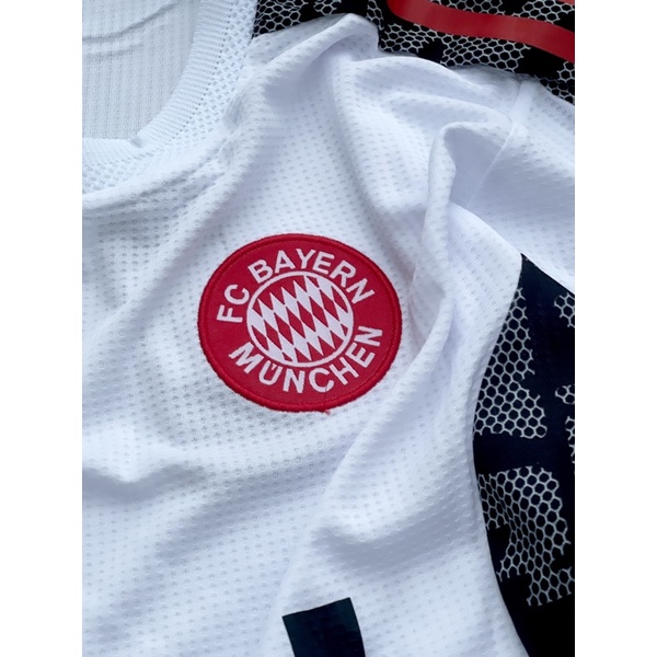 Set bộ quần áo bóng đá vải gai thái câu lạc bộ bayern áo trắng quần đen 2021 2022