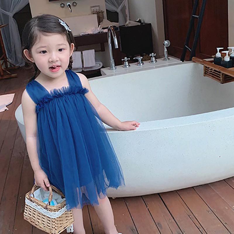 Đầm công chúa sát nách màu trơn cho bé