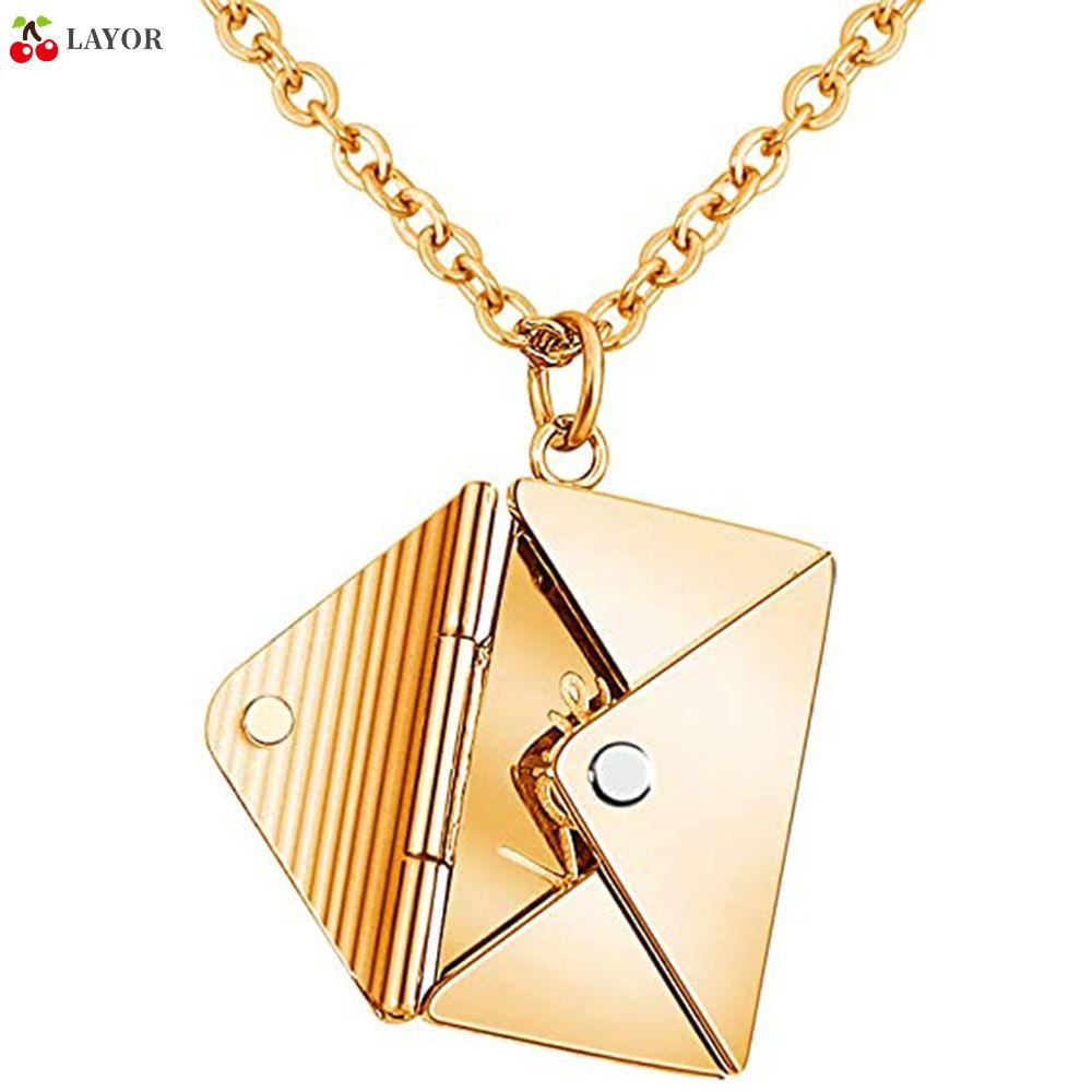 Vòng cổ Mặt Hình Phong Thư Khắc Chữ Love Phong Cách Thời Trang