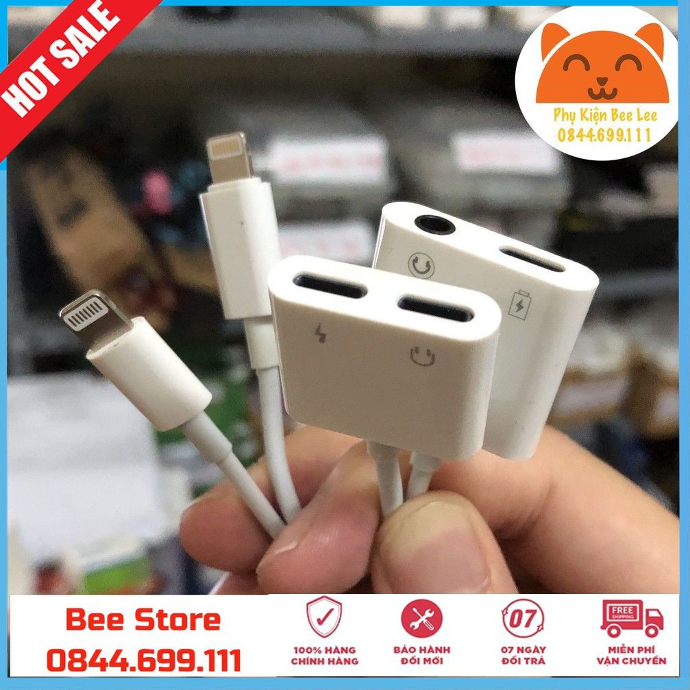 Jack Chuyển Đổi + Giắc Chia Cổng Vừa Sạc Vừa Sử Dụng Tai Nghe - IC Zin Apple Hỗ Trợ Mic Cho iPhone 7/8/X/11