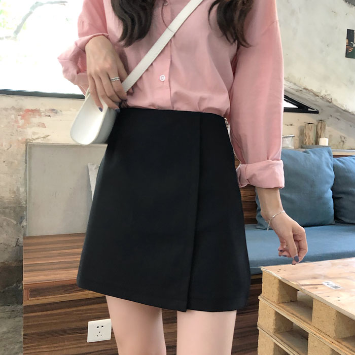 Chân váy chữ A lưng cao màu trơn dễ phối đồ 30476