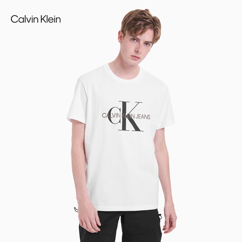 Áo Thun Tay Ngắn Cổ Tròn Thêu LOGO Ck Thời Trang Mùa Hè Cho Nam