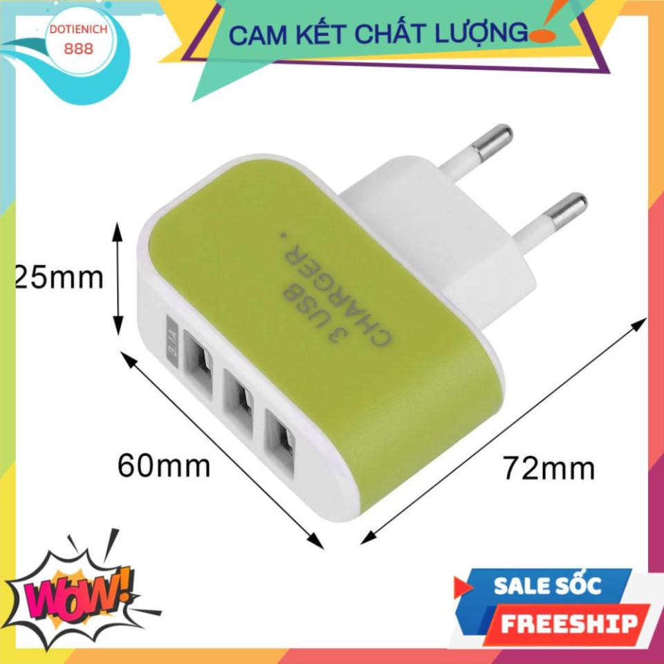 Cốc sạc điện thoại đa năng 5v 1a 3 cổng củ thông minh nhiều cổng usb