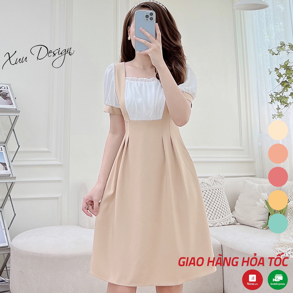 Đầm nữ thiết kế XUU vải tơ mềm mát kiểu dáng chữ A phối cổ bèo nhẹ nhàng nữ tính - V10
