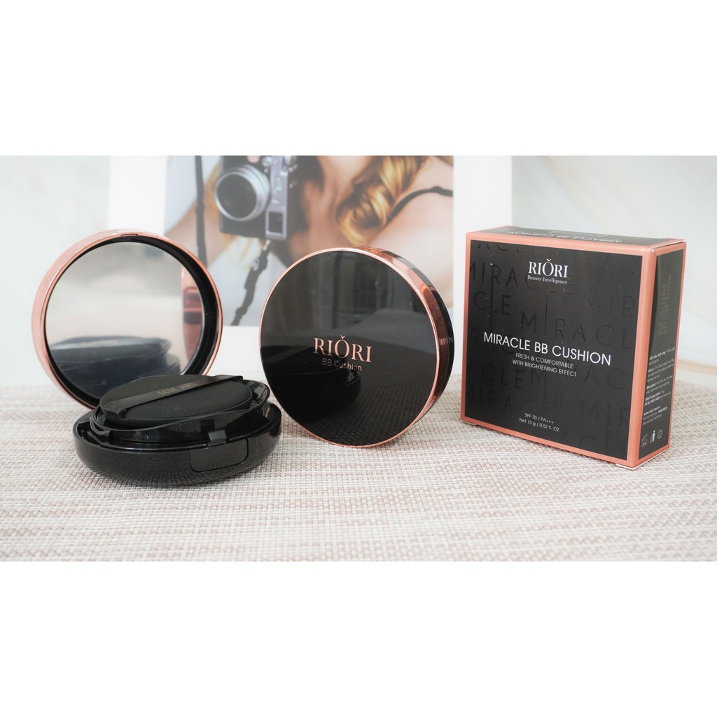 Phấn Nước Che Khuyết Điểm Riori Miracle BB Cushion 15g -Thay thế lớp Kem dưỡng, Kem lót, Kem nền, Kem che khuyết điểm..