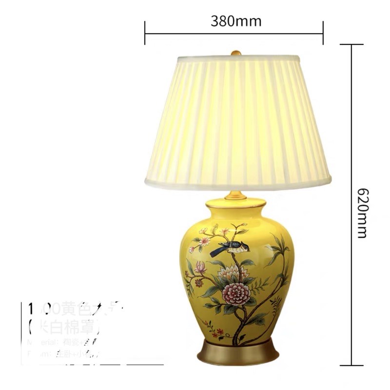 Đèn Ngủ Gốm Sứ Thân In Hoa Tiết Sang Trọng, Đèn Trang Trí Phòng Khách, Phòng Ngủ Sang Chảnh