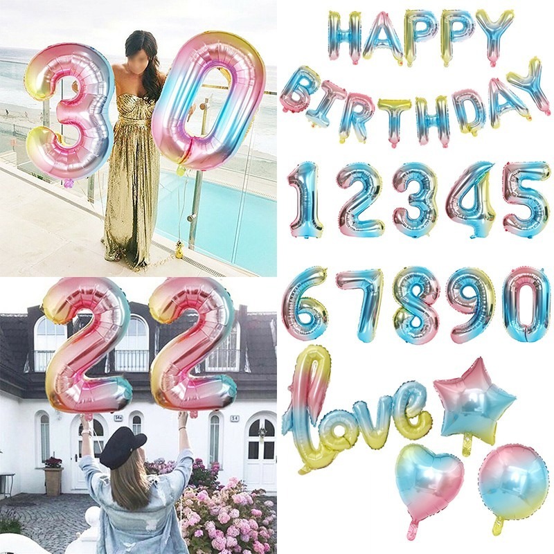 Bong bóng tráng nhôm hình chữ Happy Birthday 1 màu sắc tuyến tính