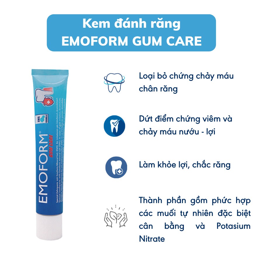 Kem Đánh Răng Cải Thiện Chảy Máu Chân Răng EMOFORM GUMCARE 50ml, Hiệu Quả Nhanh Sau 7 - 10 Ngày