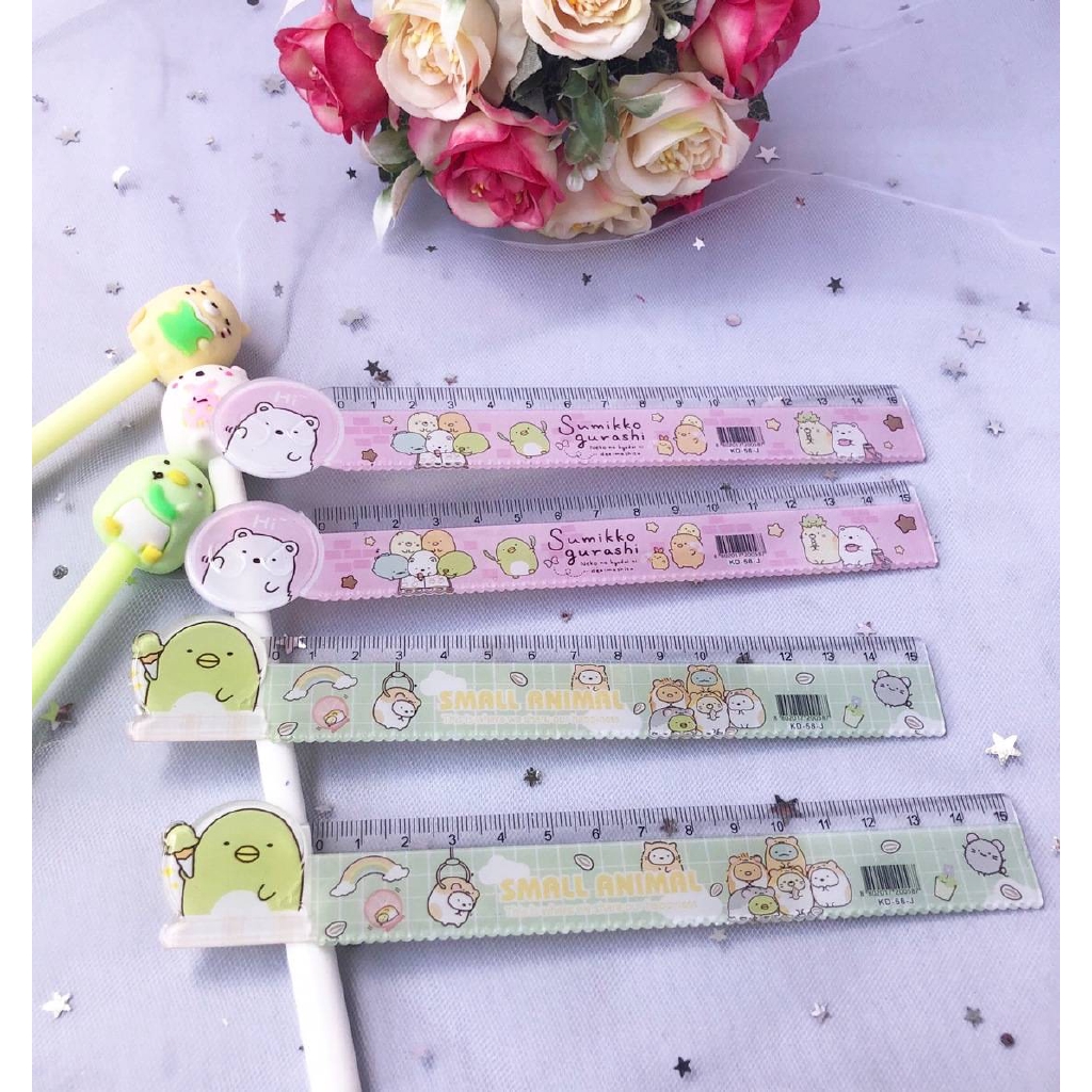 Thước kẻ cho trẻ em họa tiết động vật đáng yêu với chiều dài 15cm