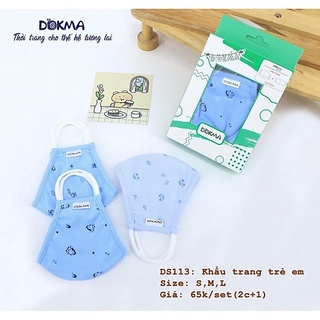 Hộp 3 chiếc khẩu trang sợi tre cho bé 1-6 tuổi Dokma
