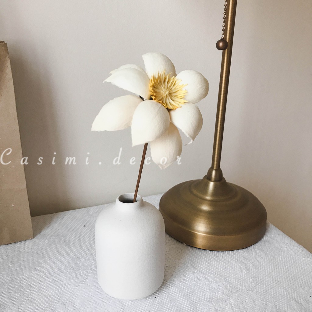 [FOLLOW US GIẢM 40K] Lọ hoa bình hoa thạch cao màu trắng VINTAGE trang trí bàn trà, bàn học Casimi Decor